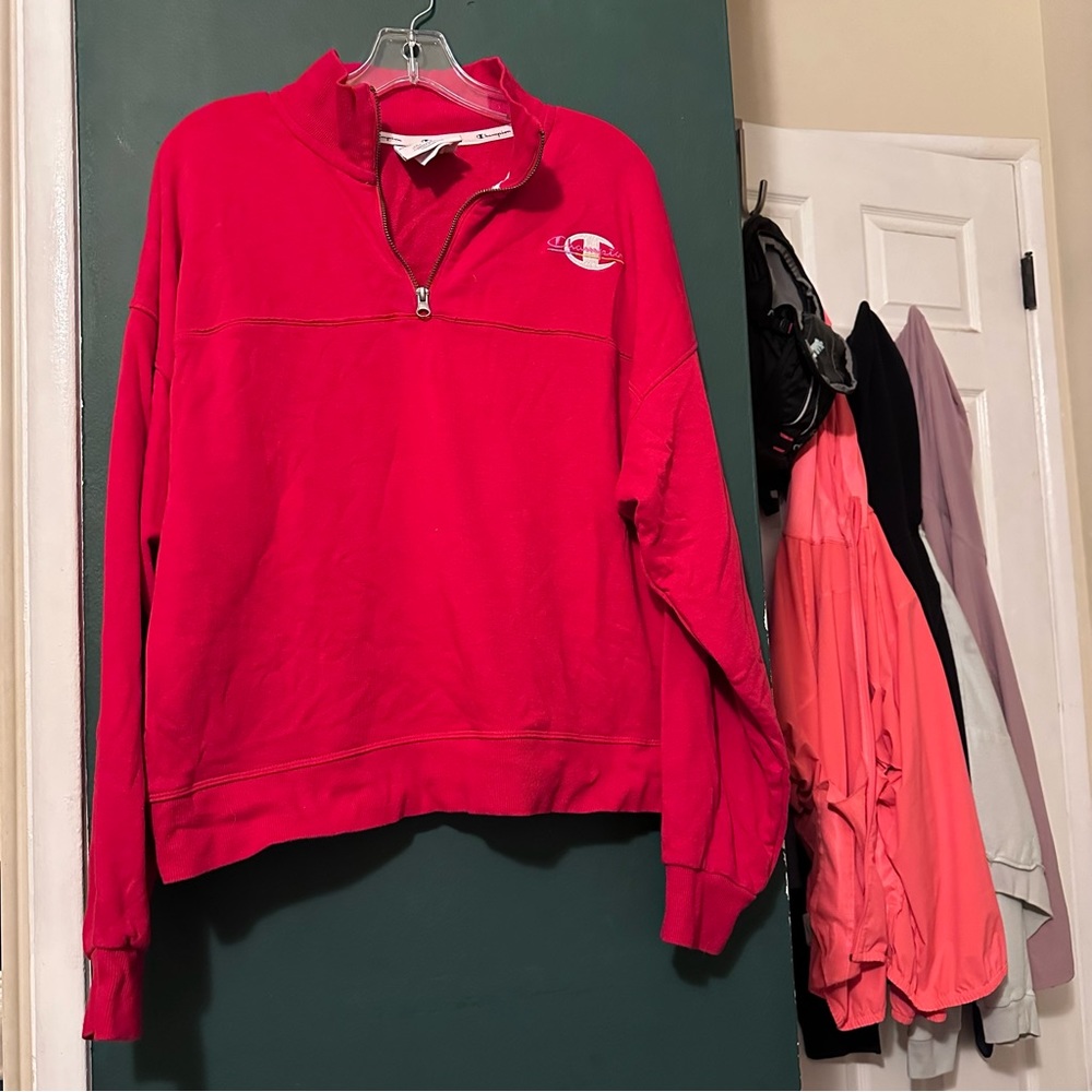 Champion Cropped 1/2-zip Red Sweatshirt